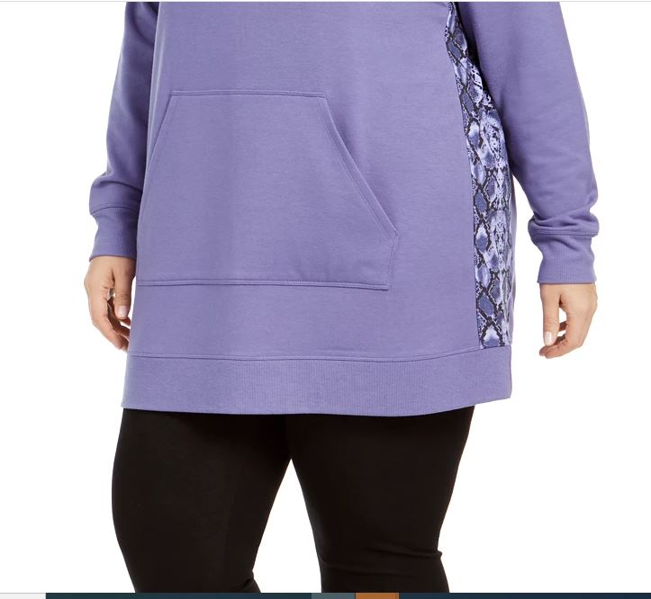 Ideology Moletom com capuz feminino plus size pele de cobra estampada roxo tamanho 1X