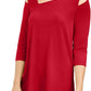 Top Alfani Feminino Petite Assimétrico com Recorte Vermelho Tamanho Médio
