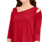 Top Alfani Feminino Petite Assimétrico com Recorte Vermelho Tamanho Médio