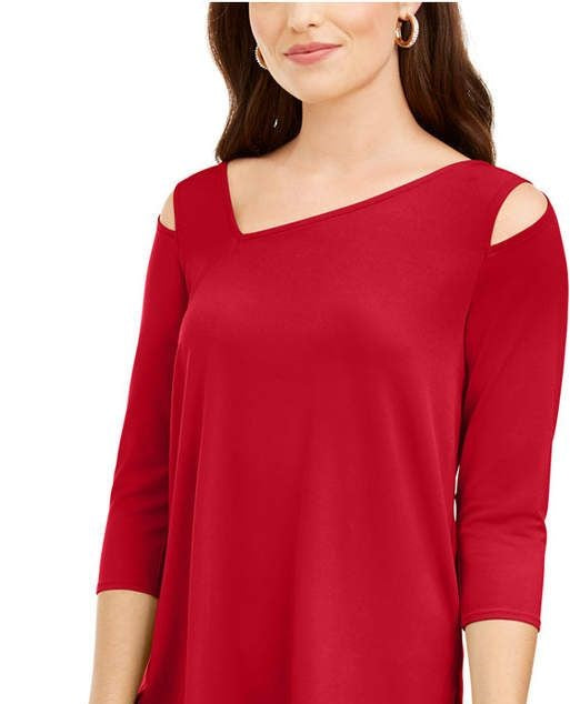 Top Alfani Feminino Petite Assimétrico com Recorte Vermelho Tamanho Médio