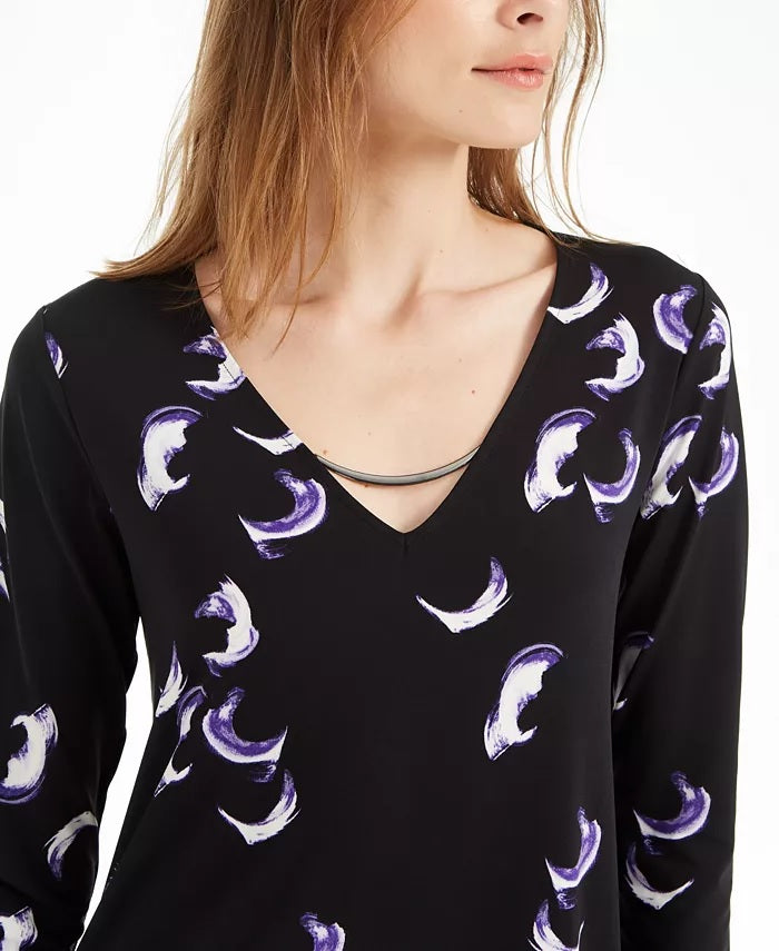 Top Alfani Feminino Petite com Acabamento em Ferragens Roxo Tamanho Médio