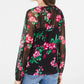 Top feminino estampado com cadarço INC International Concepts, preto, tamanho pequeno