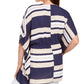 Poncho feminino listrado com amarração na cintura, tamanho médio, azul, Charter Club