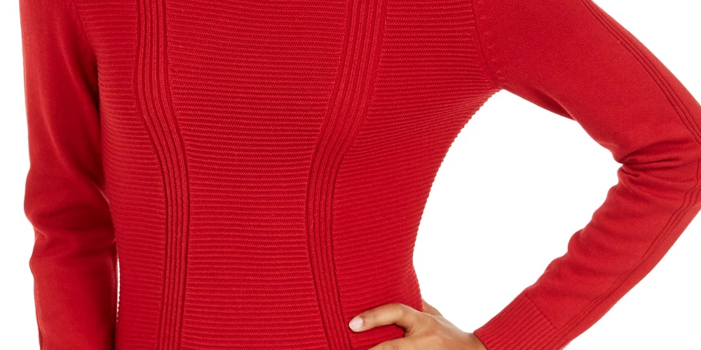 Suéter feminino estilo &amp; co com pontos mistos, vermelho, tamanho grande