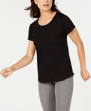 Ideology Women's  Mesh-Back T-Shirt Black Size Small