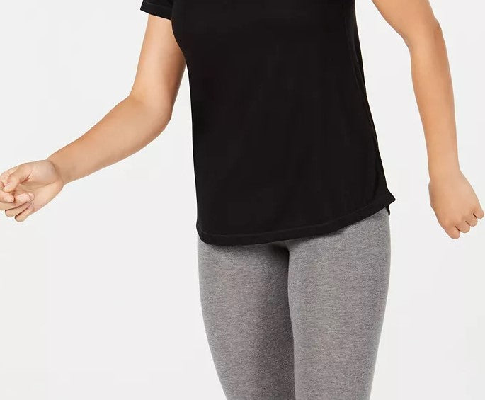 Camiseta feminina Ideology com costas em malha, preta, tamanho pequeno