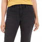 Calça jeans feminina estilo curvilíneo com perna reta, cinza escuro, tamanho 14