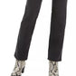 Calça jeans feminina estilo curvilíneo com perna reta, cinza escuro, tamanho 14