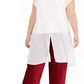 Blusa túnica feminina Alfani com abertura frontal, branca, tamanho 2X