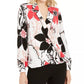 Alfani Top Feminino Petite Estampado com Sobrepeliz e Debrum Branco Tamanho Médio
