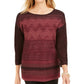 Suéter feminino com ombros caídos e costura metálica JM Collection, roxo, tamanho grande
