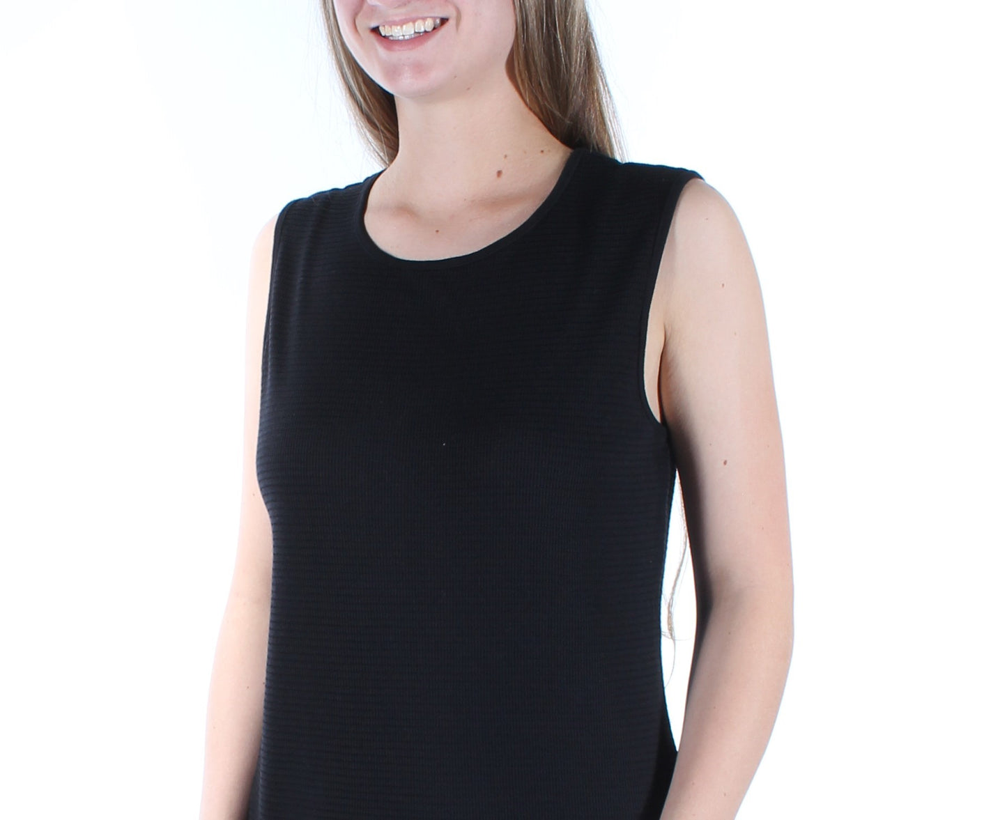 Karen Scott Blusa texturizada sem mangas feminina, preta, tamanho extra pequeno