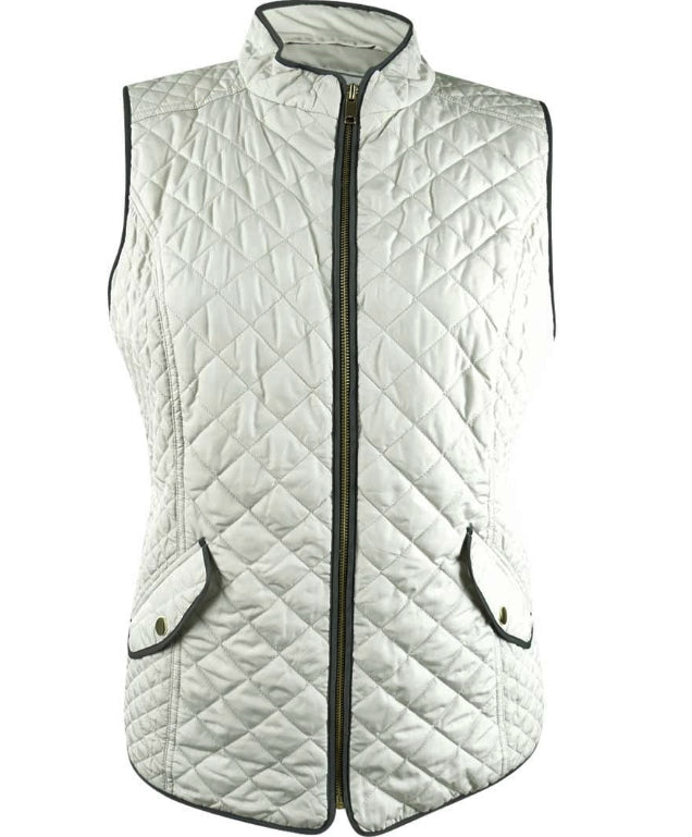 Colete feminino Charter Club de veludo flocado, branco, tamanho pequeno