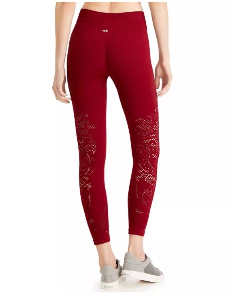 Leggings femininas Ideology sem costura perfuradas de cintura alta, tamanho grande, vermelho