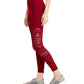Leggings femininas Ideology sem costura perfuradas de cintura alta, tamanho grande, vermelho