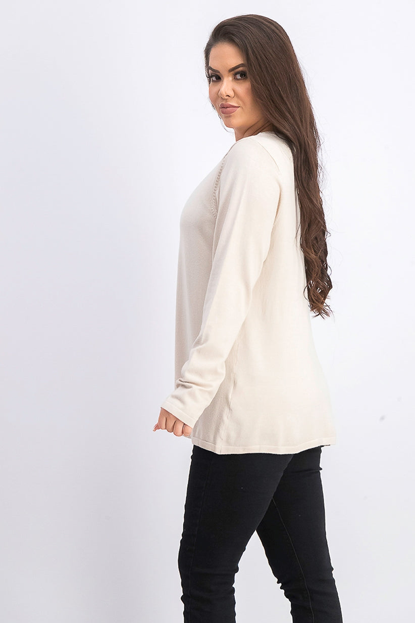 Suéter Alfani Feminino com Costura e Ferragens, Bege, Tamanho Médio