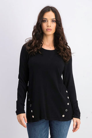 Alfani Suéter Feminino Petite Hardware Costurado Preto Tamanho Médio