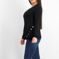 Alfani Suéter Feminino Petite Hardware Costurado Preto Tamanho Médio