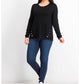 Suéter feminino Alfani com costura e ferragens, preto, tamanho pequeno