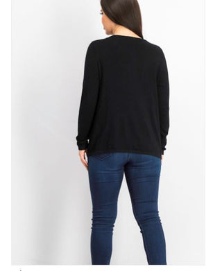 Suéter feminino Alfani com costura e ferragens, preto, tamanho pequeno