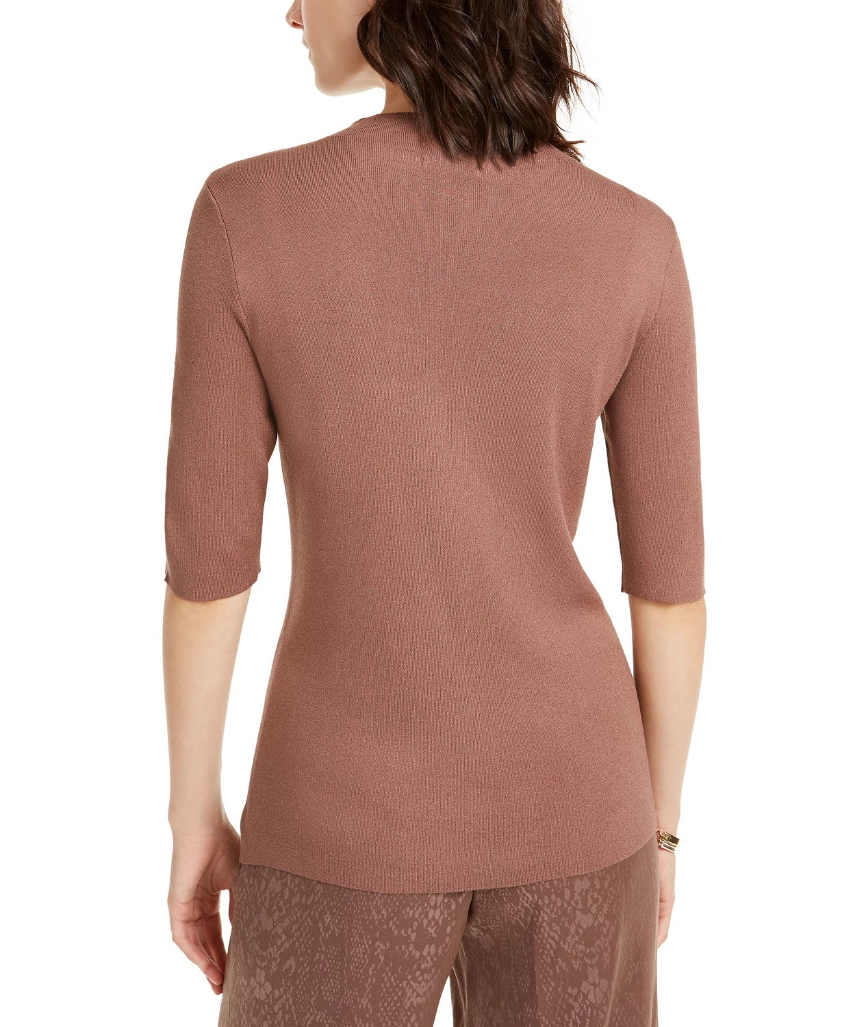 Suéter Alfani Feminino com Renda e Lantejoulas Marrom Tamanho Grande