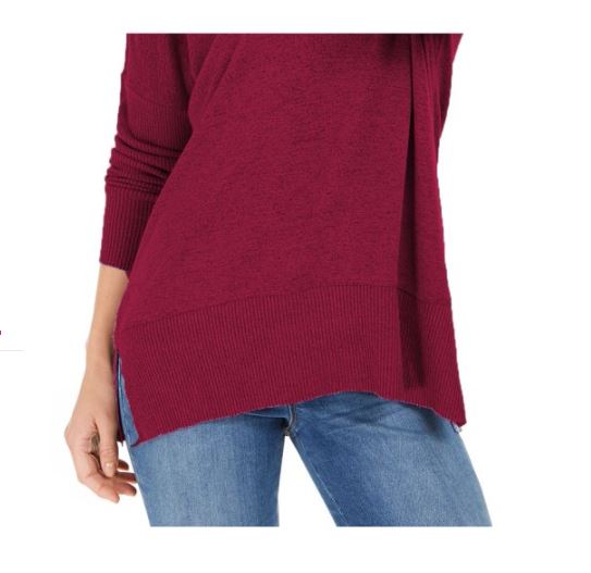 Túnica feminina estilo &amp; co com decote em V e ombros caídos, vermelha, tamanho médio