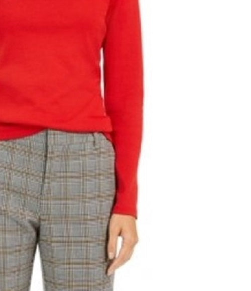 Charter Club Top feminino Pima gola alta, tamanho médio, vermelho, pequeno