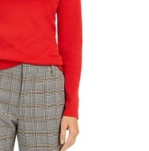 Charter Club Top feminino Pima gola alta, tamanho médio, vermelho, tamanho extragrande