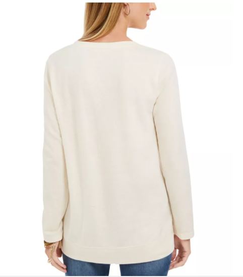 Moletom feminino com estampa metálica estilo &amp; co, bege, tamanho extragrande