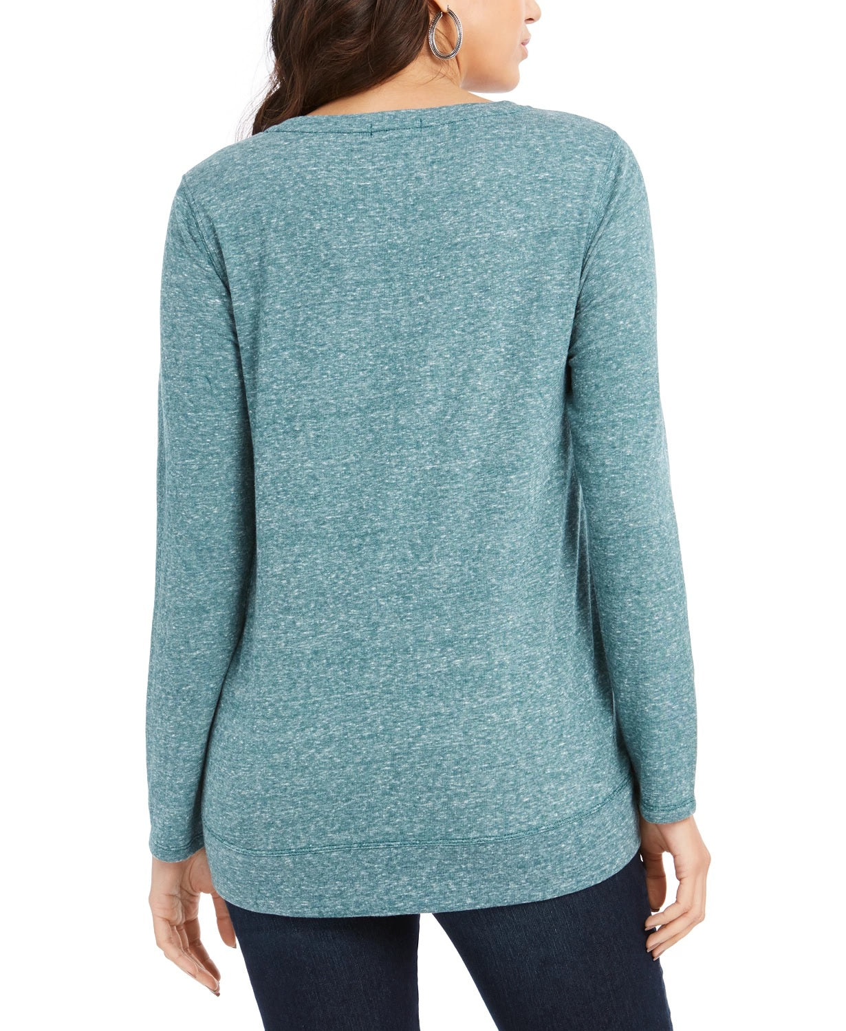 Moletom feminino com estampa de floco de neve estilo &amp; co, verde, tamanho grande