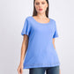 Karen Scott Top de algodão com ilhós feminino, azul, tamanho pequeno