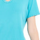 Karen Scott Top Feminino com Tachas e Decote em V Azul Tamanho P