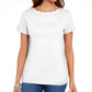 Camiseta feminina Karen Scott de algodão com gola recortada, branca, tamanho grande