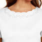 Camiseta feminina Karen Scott de algodão com gola recortada, branca, tamanho grande