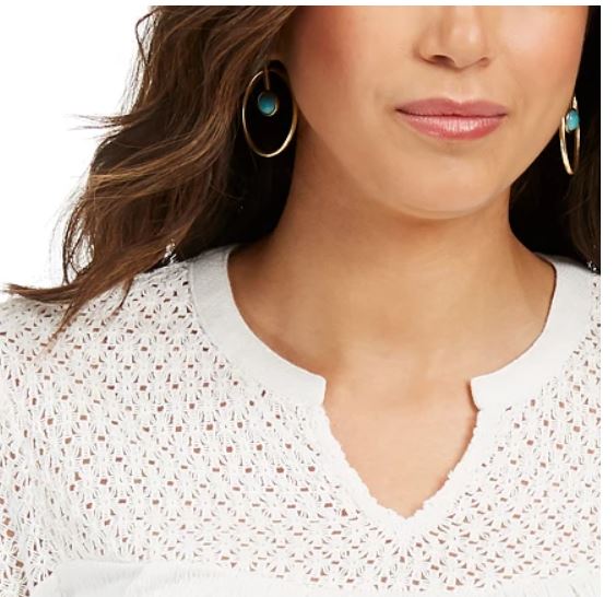 Top de crochê feminino estilo &amp; co, branco, tamanho extragrande