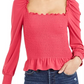 Blusa feminina Bar III com decote quadrado e franzido, vermelha, tamanho XX-G