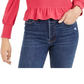 Blusa feminina Bar III com decote quadrado e franzido, vermelha, tamanho XX-G