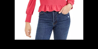 Blusa feminina Bar III com decote quadrado e franzido, vermelha, tamanho XX-G