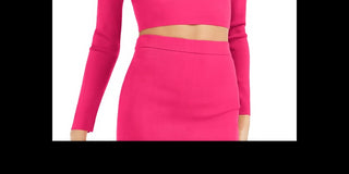 Suéter curto feminino Bar III com gola redonda, rosa, tamanho X-S