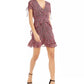 Vestido curto feminino Bar III estampado com babados, vermelho, tamanho 14