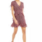 Vestido curto feminino Bar III estampado com babados, vermelho, tamanho 14