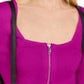 Suéter feminino com gola quadrada e zíper frontal, INC International Concepts, rosa, tamanho médio