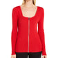 Suéter feminino INC International Concepts com gola quadrada e zíper frontal, tamanho médio, vermelho, extra pequeno