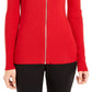 Suéter feminino INC International Concepts com gola quadrada e zíper frontal, tamanho médio, vermelho, extra pequeno