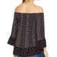 Top feminino estampado ombro a ombro estilo &amp; co, preto, tamanho pequeno