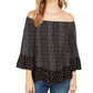 Top estampado ombro a ombro feminino Style &amp; Co, preto, tamanho XX-G