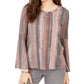 Blusa listrada feminina estilo &amp; co, manga sino, roxa, tamanho extrapequeno
