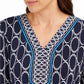Túnica estampada feminina JM Collection, azul marinho, tamanho X-S
