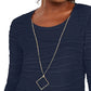 JM Collection Blusa de malha texturizada ondulada feminina, tamanho X-S