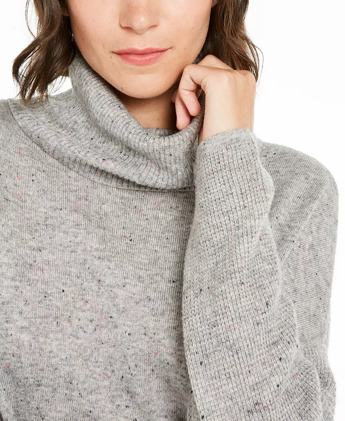 Suéter feminino com gola alta e manga comprida da INC International Concepts, cinza, tamanho pequeno